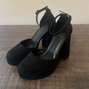 A New Day brand black suede closed-toe heels, size women’s 8